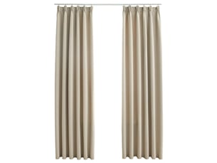 Lot de 2 rideaux occultants, rideaux black-out avec crochets beige 140x175 cm cf44867