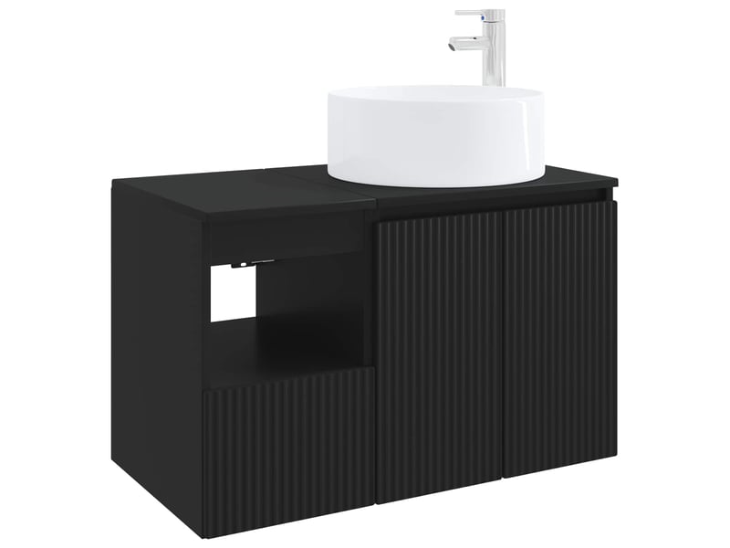  Ensemble de mobilier de salle de bain 2 pc noir cf64180  - Conforama A