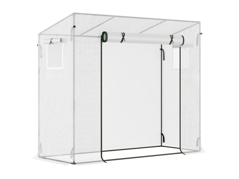  Serre de jardin à bâche pe 200 x 76 x 168 cm – blanche – porte enroulable et 2 fenêtres latérales  - Conforama A