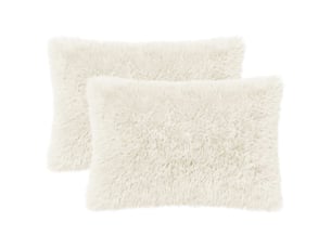 Lot de 2 coussins avec oreiller, coussins décoratifs heerlen blanc fleece pv cf50412