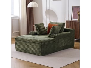 Canapé de sol convertible,165x112x63 cm,avec méridienne,velours côtelé,vert