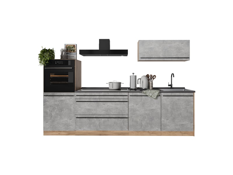  Vicco cuisine, bétonchêne doré, 280cm plan de travail chêne doré  - Conforama E
