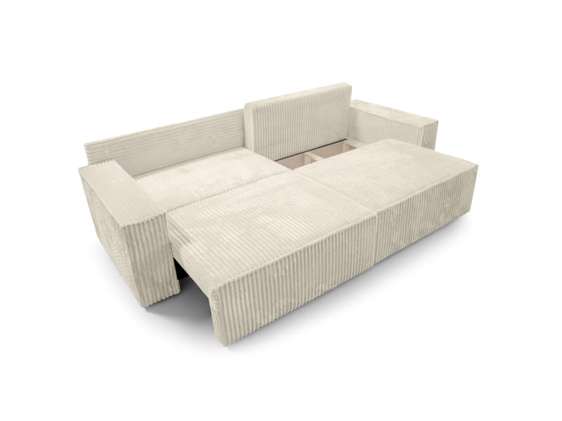  Farah - canapé droit assise profonde 3 places convertible en velours côtelé épais  - Conforama E