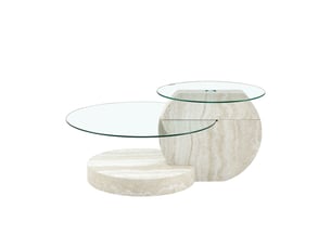Table basse rond(e) coloris gris ULQENI  - 70 cmx90 cm