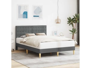 Lit adulte, lit double, cadre de lit avec tête de lit gris foncé 160x200cm tissu cf2851