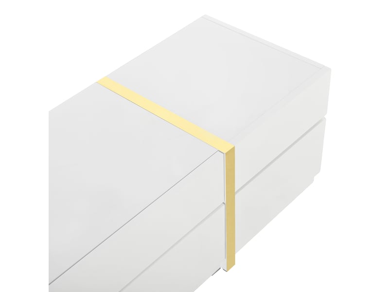  Meuble tv 180x40x38 cm en mdf et panneaux de particules avec tiroirs et portes blanc chicfurn  - Conforama E