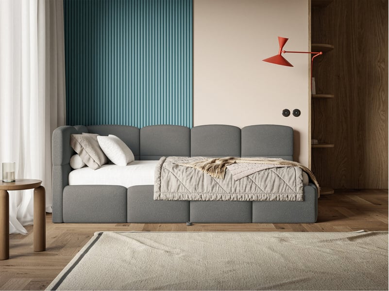 Selsey cloudy - lit rembourré - 170x185 cm - chenille gris foncé - côté gauche Cloudy - Conforama B