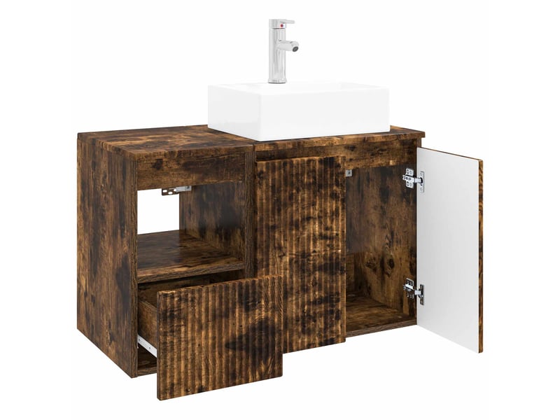 Ensemble de mobilier de salle de bain 2 pc chêne fumé cf64087  - Conforama D