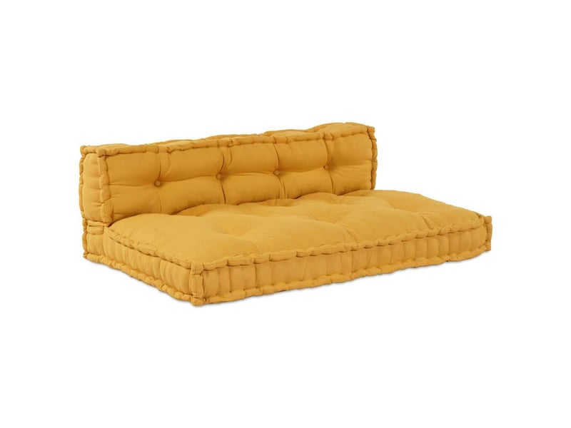  Coussin de canapé sur palette, coussin de chaise 2 pc tissu jaune 120 x 80 x 38 cm cf54204  - Conforama A