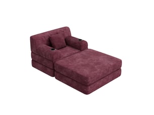 Fauteuil convertible <strong>MODENVIE</strong> <strong></strong> Velours côtelé rouge