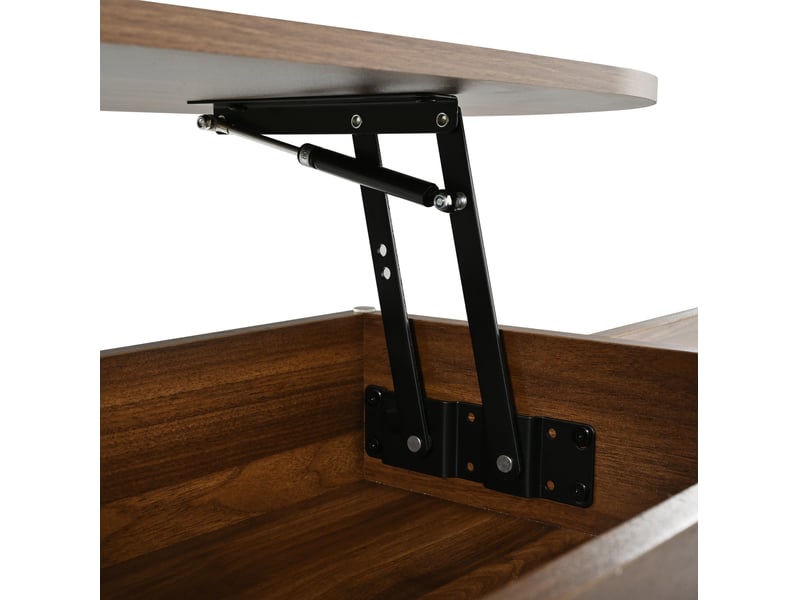  Table basse ovale relevable avec rangement, mdf, tiroir, portes coulissantes, finition noyer  - Conforama E