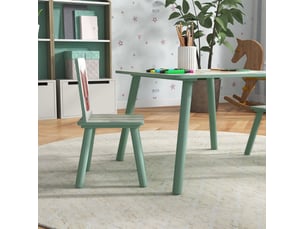 Ensemble table et 2 chaises enfant 60 x 60 cm vert en bois, motifs animaux pour activités 3 à 8 ans