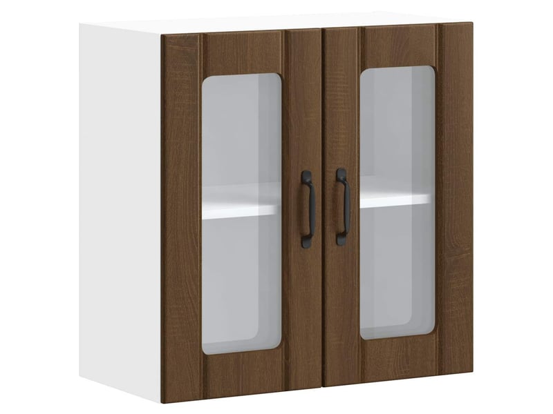 Armoire murale de cuisine et porte en verre lucca chêne marron shl9157  - Conforama A