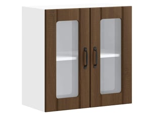 Armoire murale de cuisine et porte en verre lucca chêne marron shl9157
