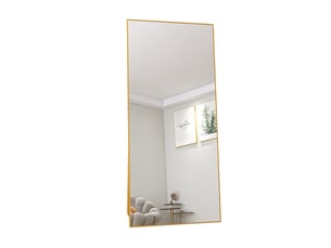 Miroir sur pied - 180 x 80 cm - or - miroir plein pied rectangulaire extra-large en verre trempé, cadre en alliage d'aluminium