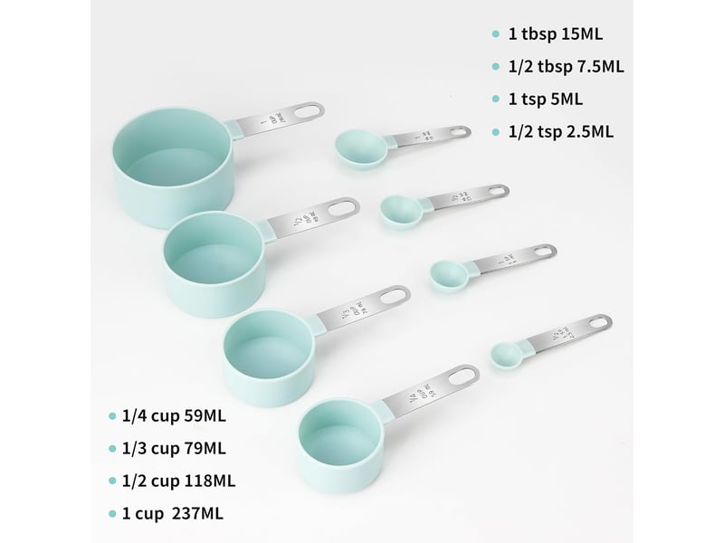Lot de 8 tasses à mesurer et cuillères à mesurer avec poignées en acier inoxydable, outil de mesure pour liquides et solides, ustensiles de cuisson - green - Conforama B