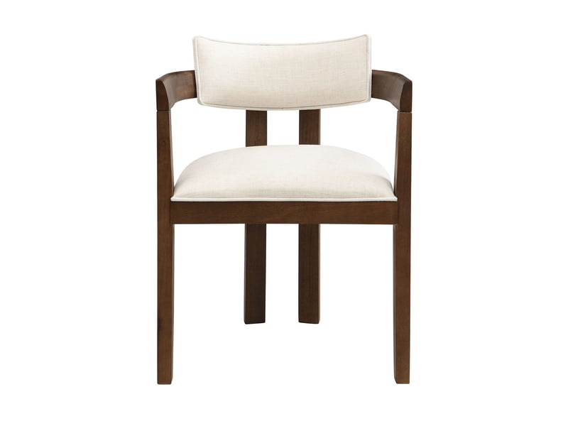  Fauteuil de salle à manger ensemble de 4 revêtement lin siège bois massif coloris noyer confort optimal tissu respirant style moderne  - Conforama A
