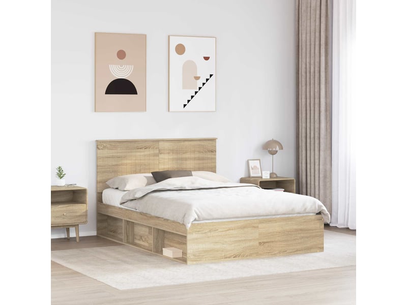 Lit double- lit adulte - cadre de lit sonoma 140 x 190 cm bois de pin massif - Conforama B