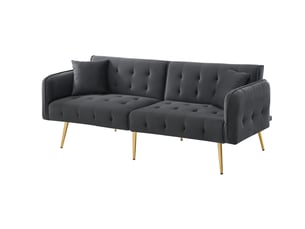 Canapé convertible 2 places en velours, canapé-lit avec dossier inclinable indépendant, accoudoirs ajustables, pieds métal, 178x82x70cm