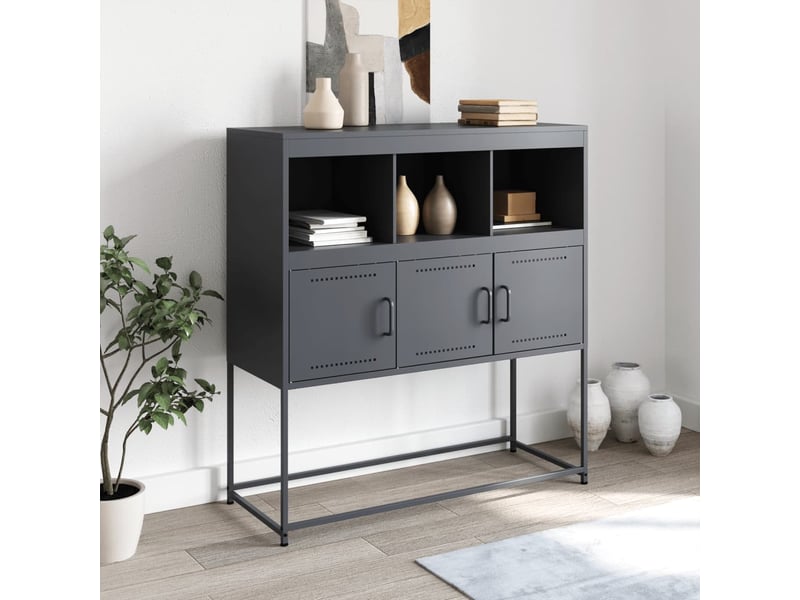  Buffet, meuble de rangement, bahut anthracite 100,5x39x107 cm acier shl51568  - Conforama C