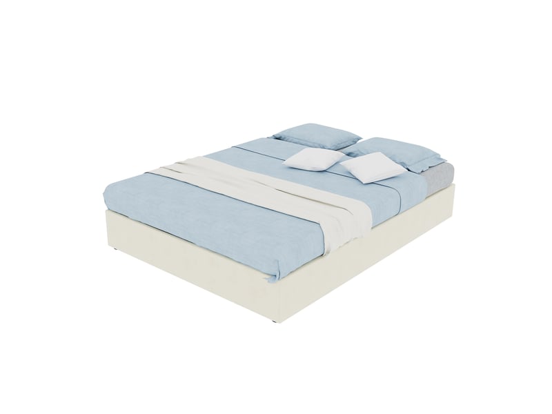  Lit coffre 140x200, 2 places, avec vérins à gaz, velours beige, design moderne  - Conforama A