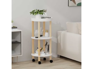 Desserte de cuisine, chariot à 3 niveaux blanc 38x38x82 cm bois d'ingénierie et pin