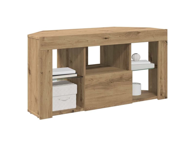 Meuble tv led d'angle 100x40x50 cm chêne artisanal - Conforama C