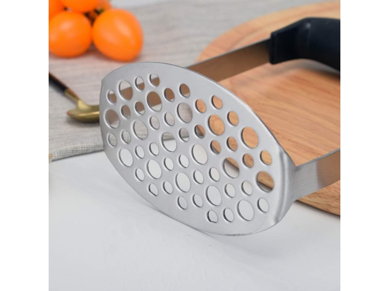  Presse-purée portable en acier inoxydable à mailles fines, presse-ail de cuisine, poignée antidérapante pour patates douces  - Conforama C