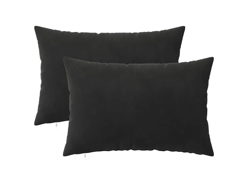 Lot de 2 coussins avec oreiller, coussins décoratifs heerlen noir velours cf50542 - Conforama A