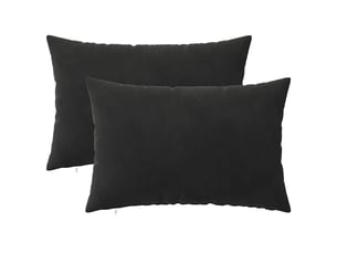 Lot de 2 coussins avec oreiller, coussins décoratifs heerlen noir velours cf50542