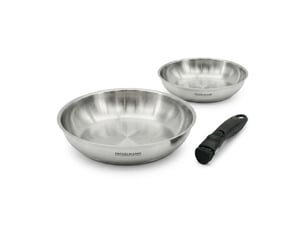 Lot de 2 poêles en inox de 20 cm et 28 cm avec manche amovible fackelmann inogrip
