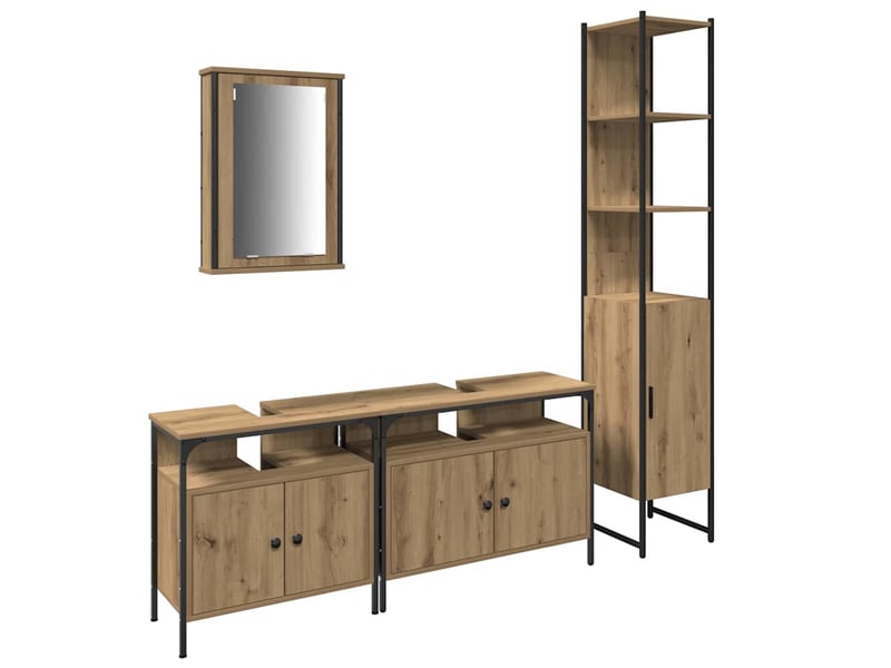  Ensemble de mobilier de salle de bain 4 pc chêne artisanal cf64502  - Conforama A