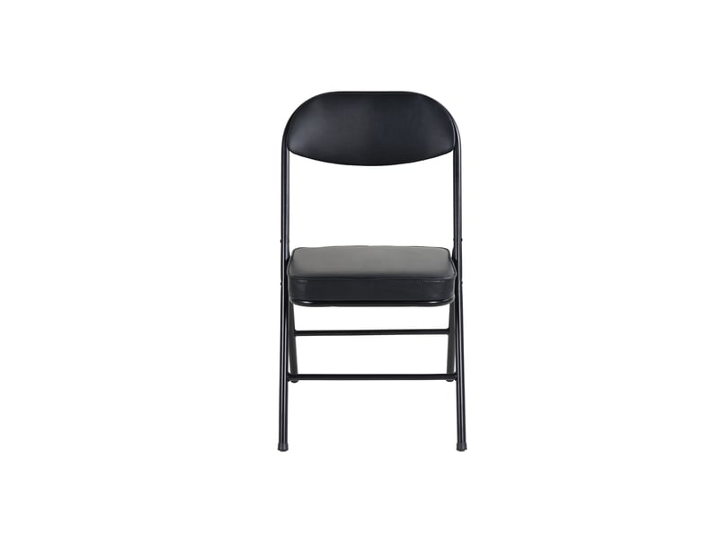  Chaise pliante lot de 4 avec assise rembourrée  - cadre en acier, patins antidérapants, simili cuir noir  - Conforama A
