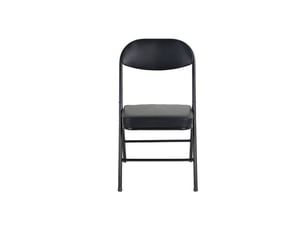Chaise pliante lot de 4 avec assise rembourrée  - cadre en acier, patins antidérapants, simili cuir noir