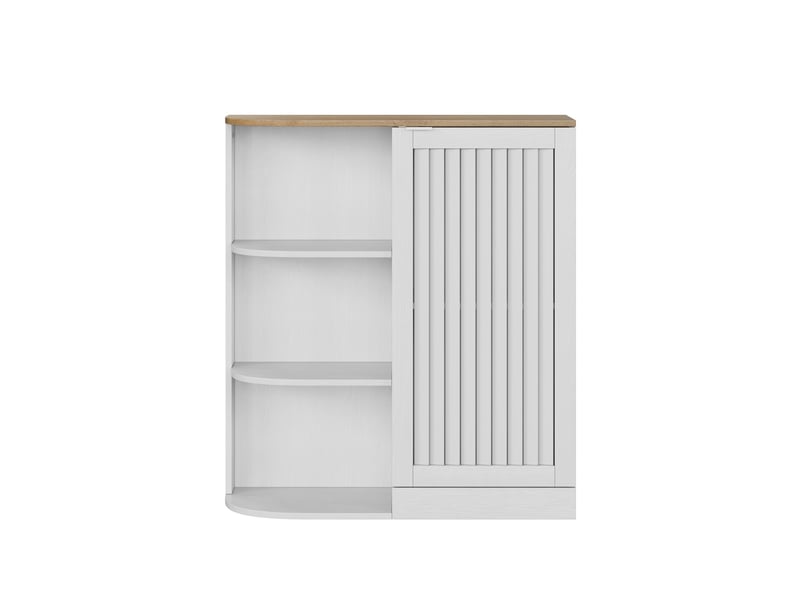  Meuble d'angle 68x25x76 cm, meuble salle de bain, 1 porte, design moderne et simple, rangement, mdf, blanc et chêne  - Conforama A