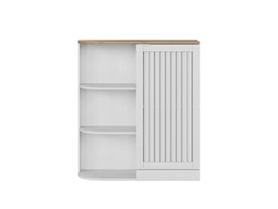 Meuble d'angle 68x25x76 cm, meuble salle de bain, 1 porte, design moderne et simple, rangement, mdf, blanc et chêne