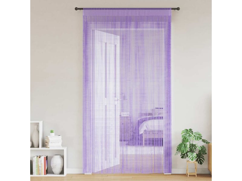  Lot de 2 rideaux en fils, rideau de porte 140 x 250 cm violet cf43853  - Conforama B