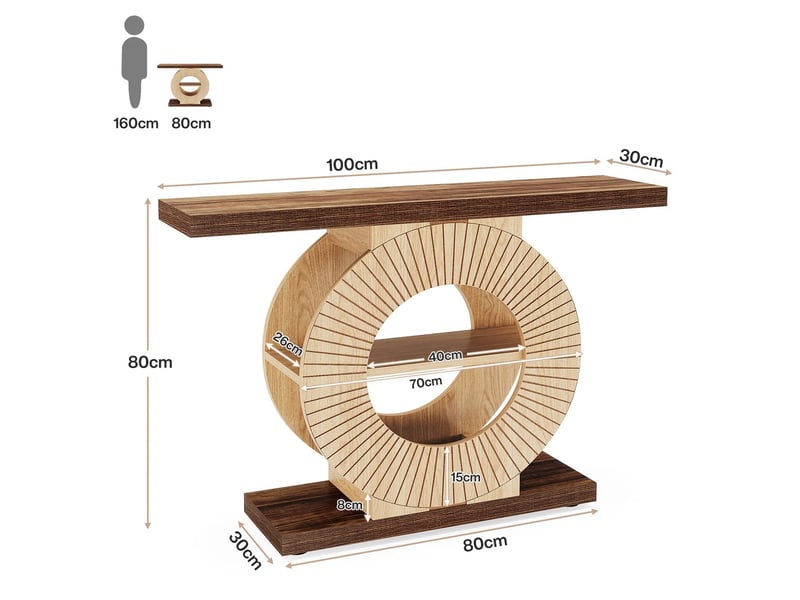  Console d'entrée en bois marron 100x29,5x79,5 cm  - Conforama C