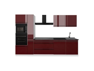 Vicco cuisine, rouge brillantblanc, 310cm plan de travail anthracite