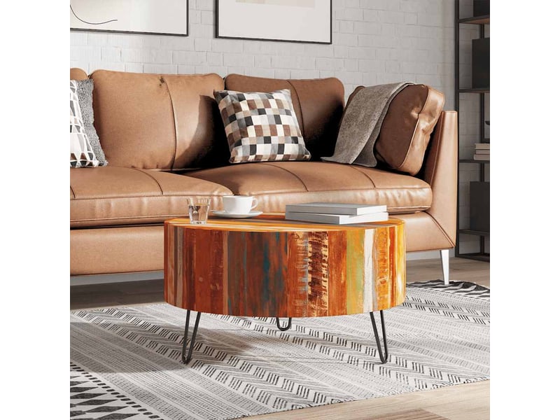  Table basse | table de salon ronde bois massif de récupération  - Conforama B