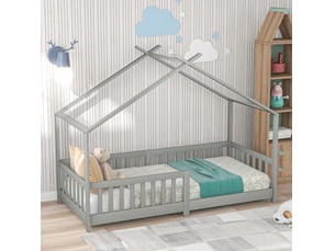 Lit cabane 90x200 cm <strong>DESVIAE</strong>  <strong></strong> coloris gris