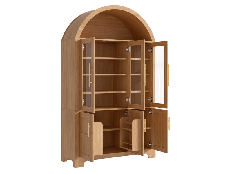  Buffet haut 6 portes 110x40x185 cm avec niche arquée, coloris naturel  - Conforama D