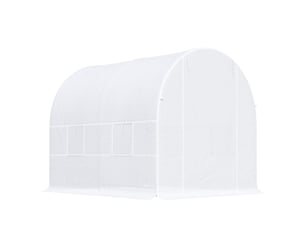 Serre tunnel de jardin 5m², serre de jardin tunnel avec porte et 4 fenêtres, bâche pe 140 gm² 245 x 200 x 200 cm blanc