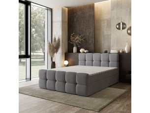 Lit avec rangement 140x200 cm <strong>MASSENO</strong> <strong></strong> coloris gris