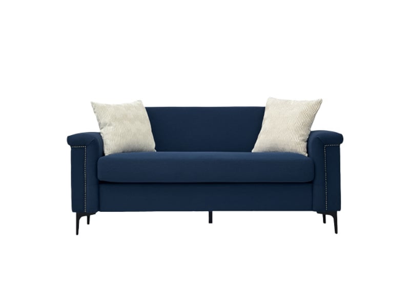  Sofa - fx-p22eu-bu - 2 places - tissu en lin doux - bleu - pieds en métal 15 cm bleu - Conforama A