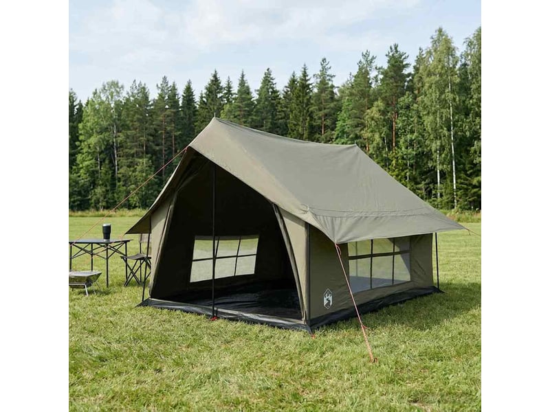 Tente de camping, tente cabane vert armée 340x246x210 cm polycoton - Conforama B