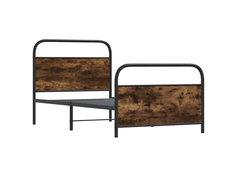  Lit simple- lit adulte -  cadre de lit sans matelas 100x200 cm chêne fumé bois ingénierie  - Conforama B