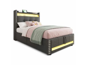Lit coffre 90x200 cm coloris gris