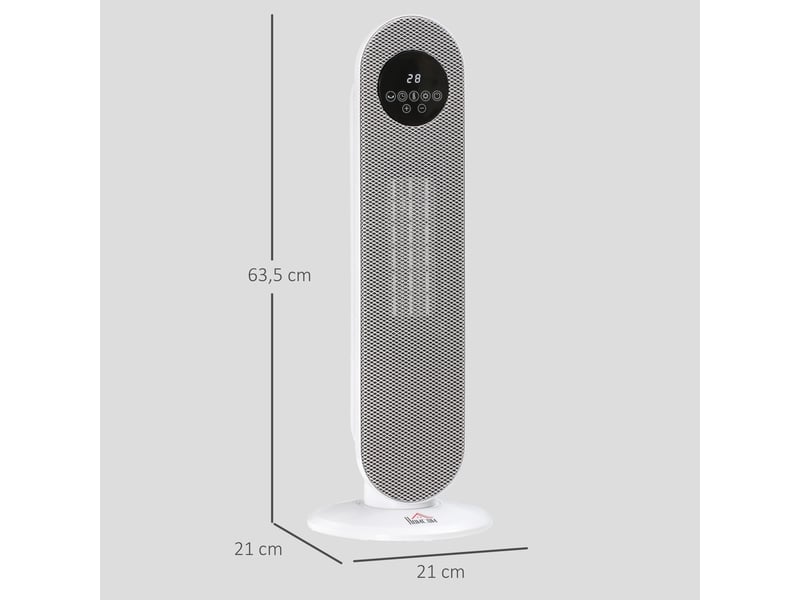  Chauffage électrique céramique ptc 13002000 w avec télécommande, 15–40 °c, oscillation à 45°, minuterie 12 h, blanc  - Conforama C