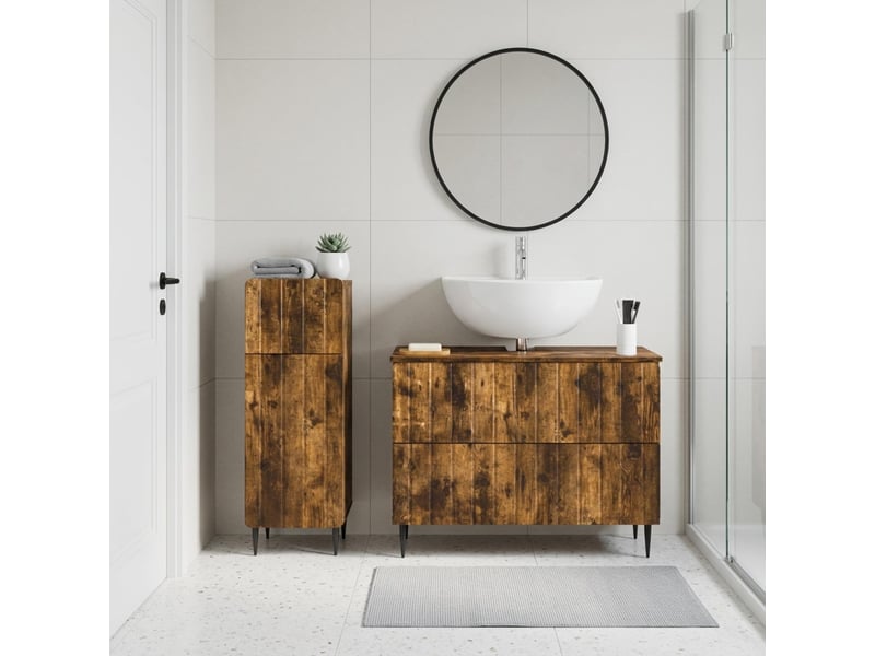Ensemble de 2 meubles de salle de bain zwolle chêne fumé cf63233 - Conforama B